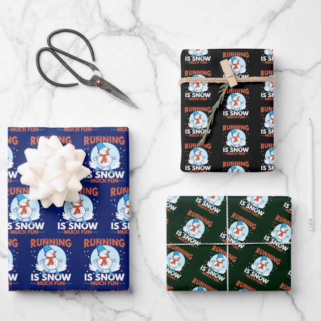 Cold Weather Runner - Running is Snow Much Fun Wrapping Paper Sheet (Front)