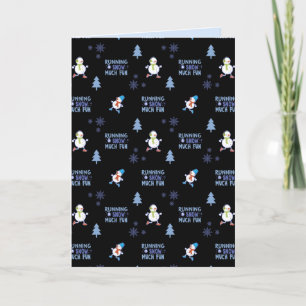 Cold Weather Running Christmas Snowman Holiday Card