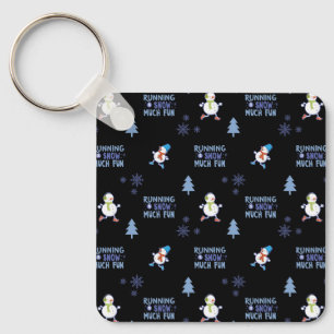 Cold Weather Running Christmas Snowman Key Ring