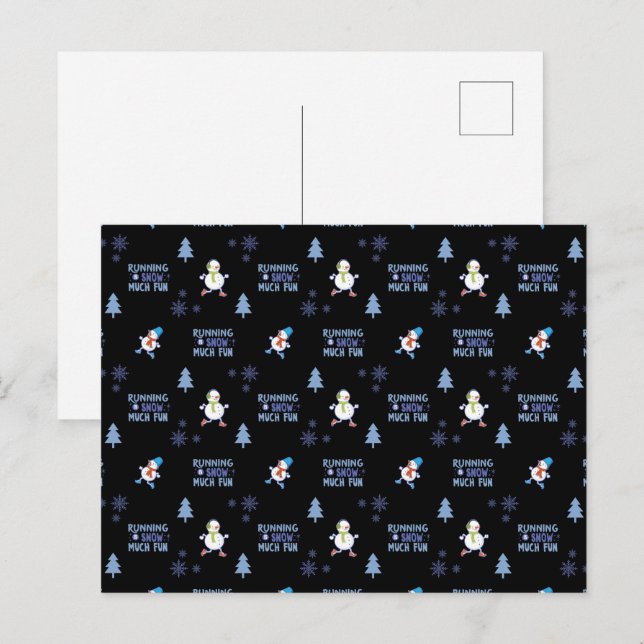 Cold Weather Running Christmas Snowman Postcard (Front/Back)