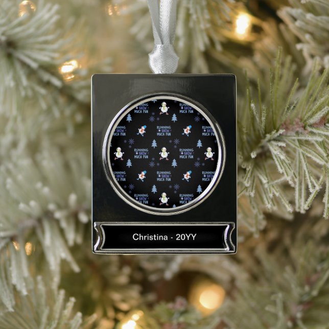 Cold Weather Running Christmas Snowman Silver Plated Banner Ornament (Tree)