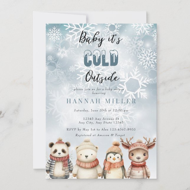 Cold Winter | Cute Baby Shower Invitations (Front)