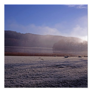 Cold winter morning Esthwaite Water England Photo Print