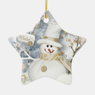 Cold Winter Snowman Ceramic Tree Decoration