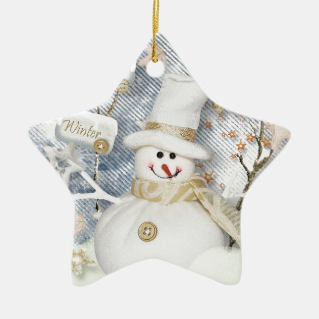Cold Winter Snowman Ceramic Tree Decoration (Front)
