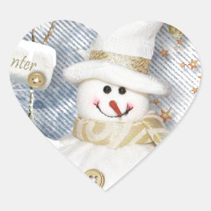 Cold Winter Snowman Heart Sticker