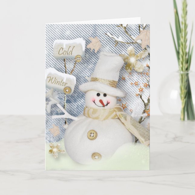 Cold Winter Snowman Holiday Card (Front)