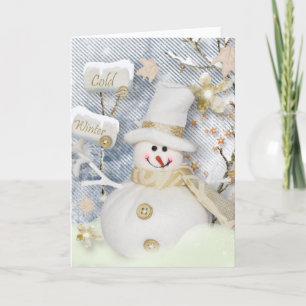 Cold Winter Snowman Holiday Card