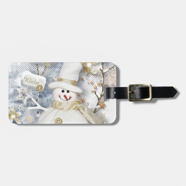 Cold Winter Snowman Luggage Tag (Front Horizontal)