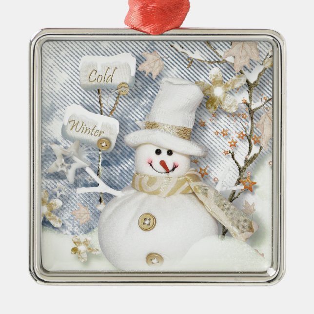Cold Winter Snowman Metal Tree Decoration (Front)