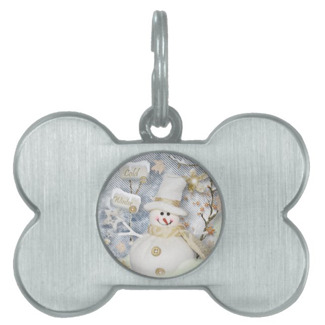 Cold Winter Snowman Pet Name Tag (Front)
