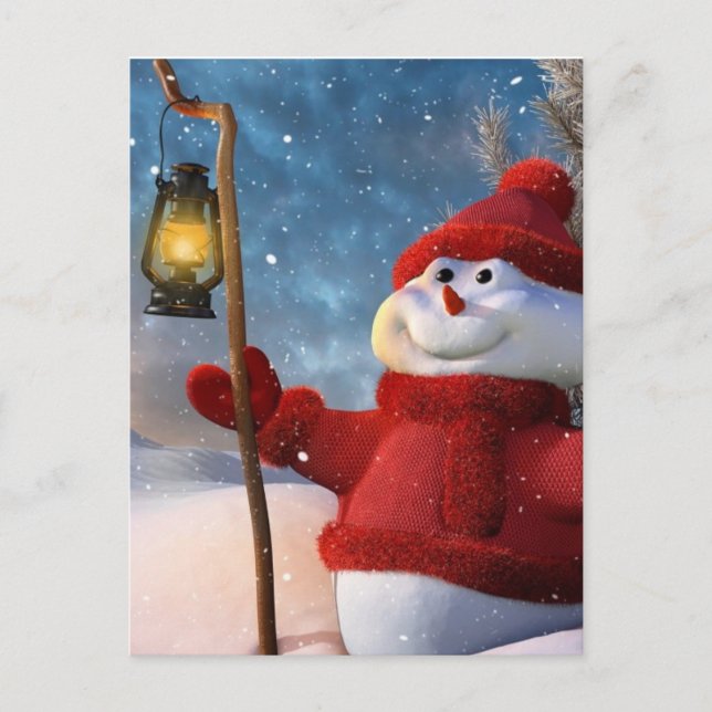 Cold Winter Snowman Postcard (Front)