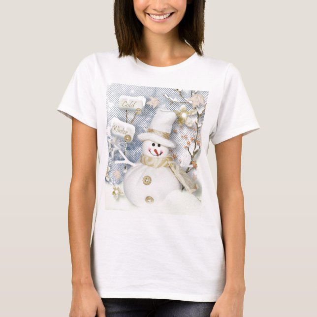 Cold Winter Snowman T-Shirt (Front)
