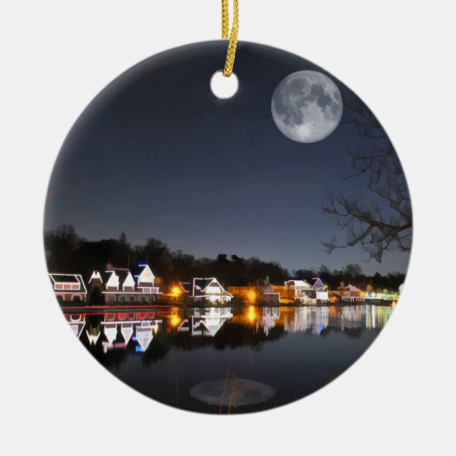 Cold Winter's Night on Boathouse Row Ceramic Ornament (Front)