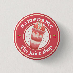 Cold yogurt Smoothies fruit Juice shop logo name 3 Cm Round Badge