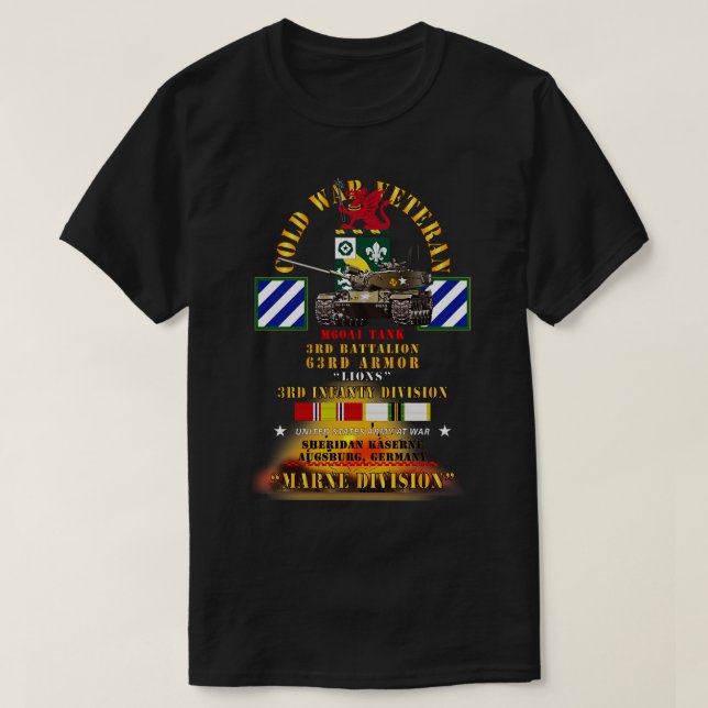 ColdVet 3rd Bn 63rd Armour 3rd Inf Div Augsberg FR T-Shirt (Design Front)