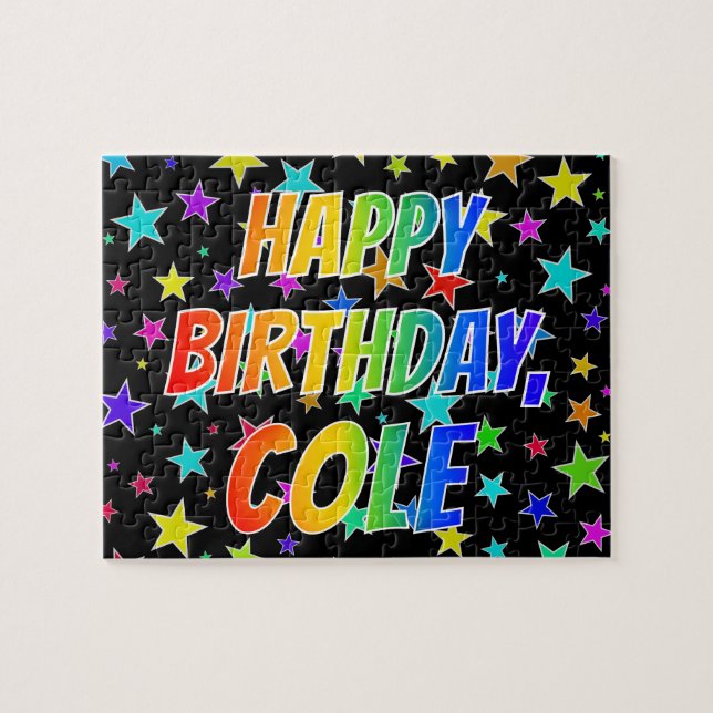 "COLE" First Name, Fun "HAPPY BIRTHDAY" Jigsaw Puzzle (Horizontal)