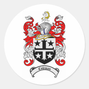 COLEMAN FAMILY CREST -  COLEMAN COAT OF ARMS CLASSIC ROUND STICKER
