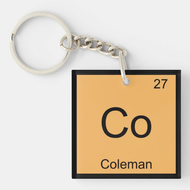 Coleman Name Chemistry Element Periodic Table Key Ring (Front)