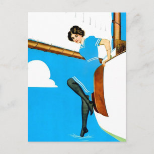 Coles Phillips ‘Fadeaway Girl’ Art “Blue Sailing" Postcard
