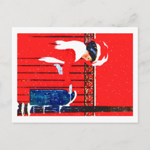 Coles Phillips Fadeaway Girl - White Christmas Holiday Postcard