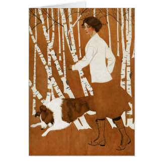 Coles Phillips Fadeaway Woman Jogging with Collie