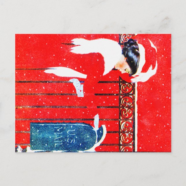 Coles Phillip's Victorian Christmas Holiday Postcard (Front)