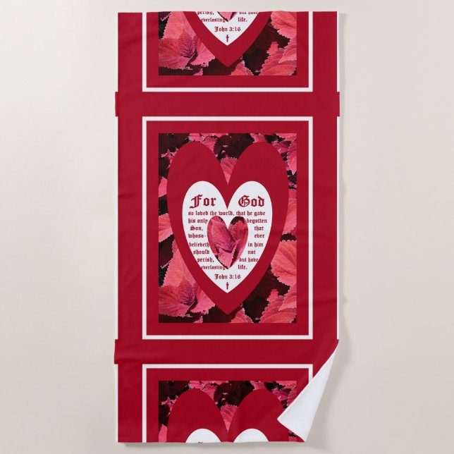 Coleus Close-up with John 3:16 Beach Towel (Front)
