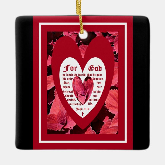 Coleus Close-up with John 3:16 Ceramic Ornament (Front)