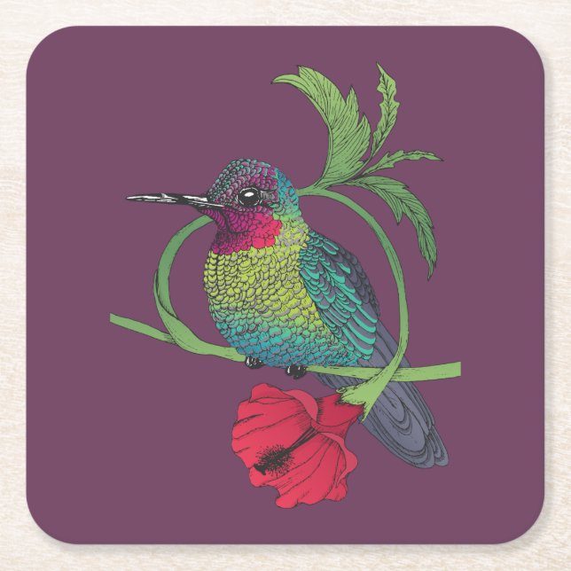 Colibri Bird Illustration Coasters (Front)