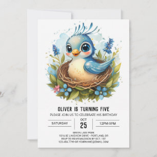 Colibri Chic Whimsical Bird Birthday Invitation