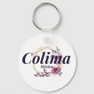 Colima Mexico Travel Destination Bridesmaid Floral Key Ring
