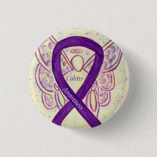 Colitis Awareness Angel Purple Ribbon Custom Pin