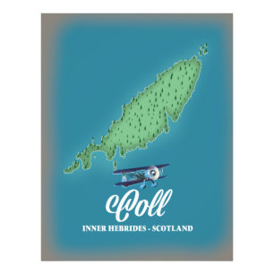 Coll Inner Hebrides Scotland map Photo Print