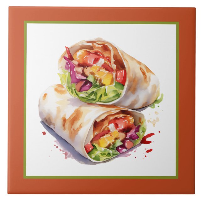 Coll Mexican burrito lovers home business crafting Ceramic Tile (Front)