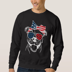 Coll Patriot Pitbull dog With Glasses 4TH OF JULY Sweatshirt