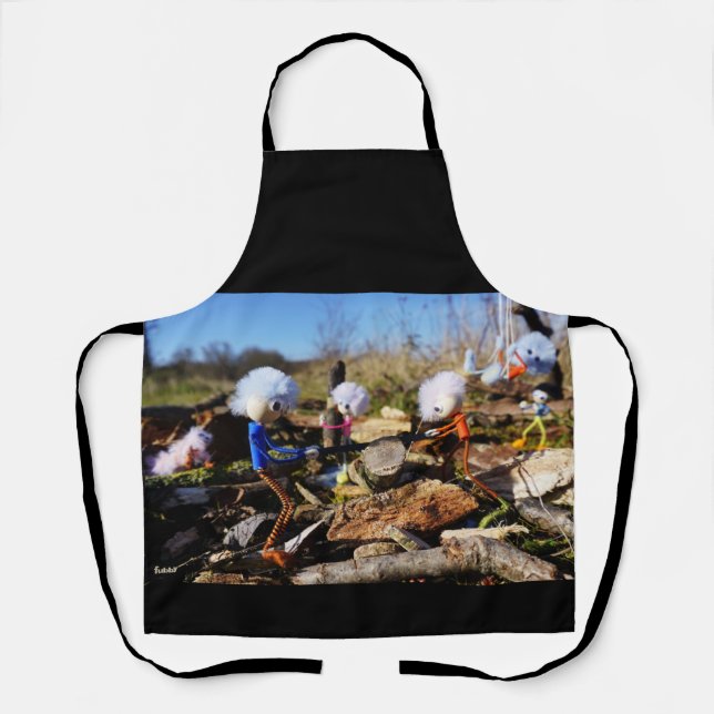 Collaboration of Fubby dolls on a woodwork Apron (Front)