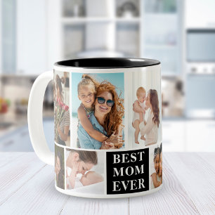 Collage 10 Photos Best Mom Ever Two-Tone Coffee Mug