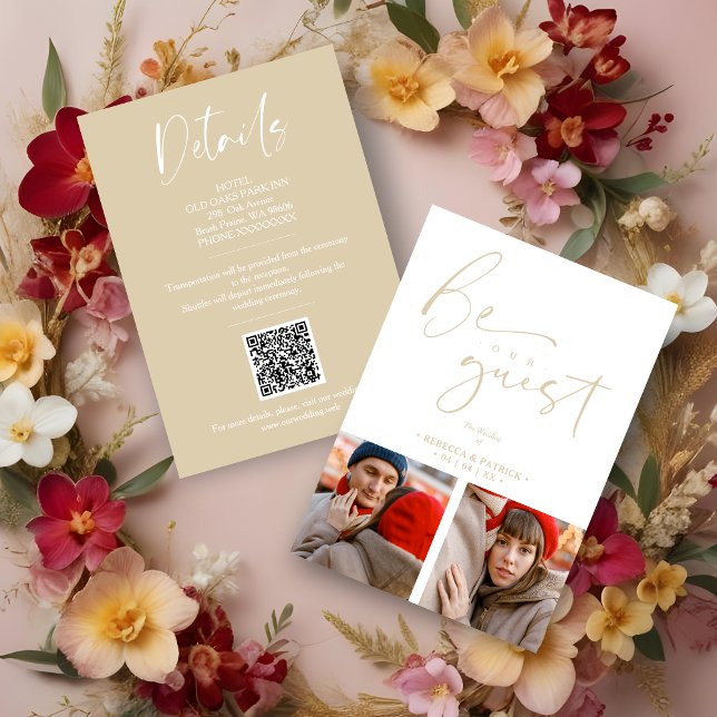 Collage 2 Photos Be Our Guest Romantic Wedding Enclosure Card (Details Collage Two Photos Be Our Guest Romantic Wedding Enclosure Cards.)