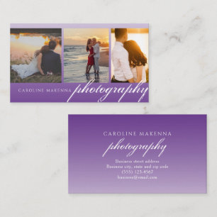 Collage 3-photo Purple Ombre Photography Business Card