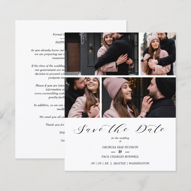 Collage 4 Photos Modern Couple Wedding (Front/Back)