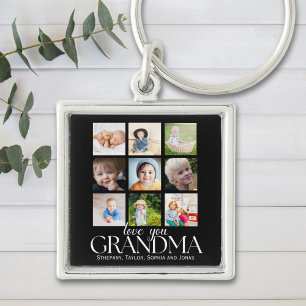 Collage 9 Photos for Grandma Love you Key Ring