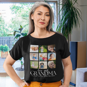 Collage 9 Photos for Grandma Love You T-Shirt