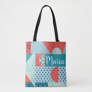Collage Abstract Colourful 90s Orange Teals Tote Bag