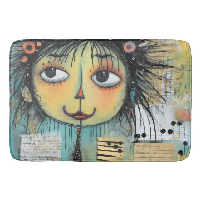 Collage Art Girl Lady 1 Bath Mat (Front)