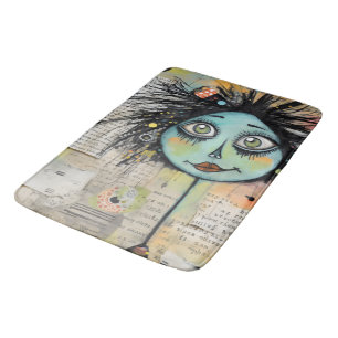 Collage Art Girl Lady 2 Bath Mat