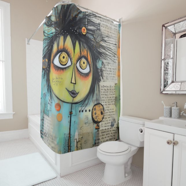 Collage Art Girl Lady 3 Shower Curtain (In Situ)