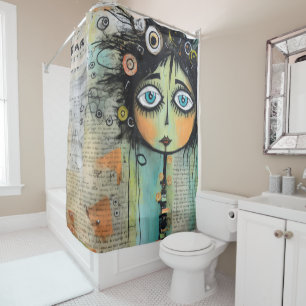 Collage Art Girl Lady 8 Shower Curtain