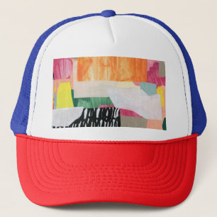 Collage art, modern colorful abstract. trucker hat