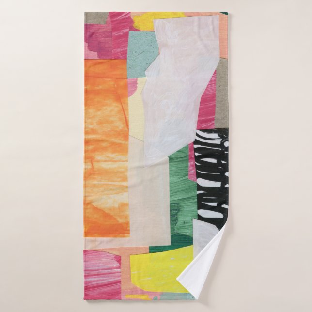 Collage art, modern colourful abstract. bath towel (Bath Towel)